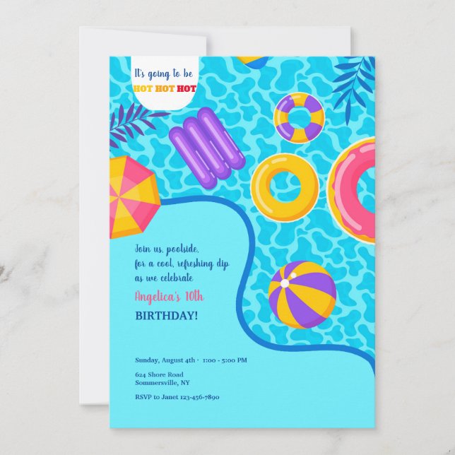 Bassäng Flyter inbjudan (Framsida)