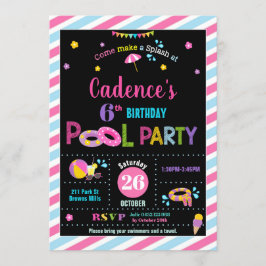 Bassäng Födelsedagsfest Girl Inbjudningar