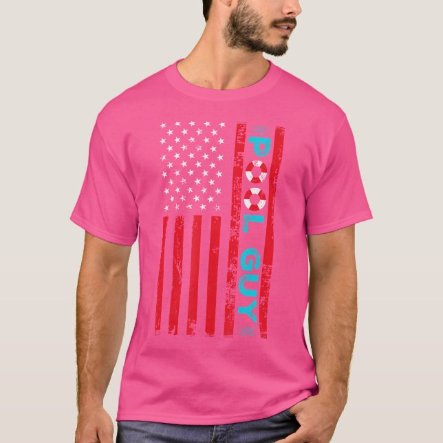Bassäng Guy America Flagga Maintenance Swimming Ba T Shirt (Framsida)