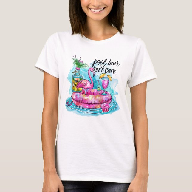 Bassäng hår bryr sig inte t shirt (Framsida)
