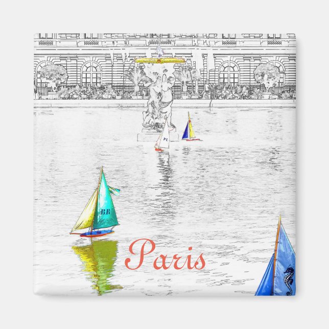 Bassäng i Luxemburg Garden - Paris Magnet (Framsidan)