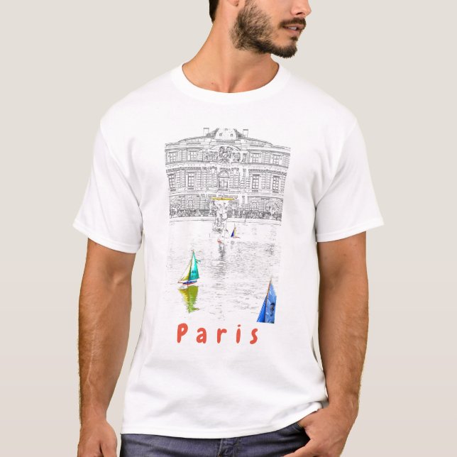Bassäng i Luxemburg Garden - Paris T Shirt (Framsida)
