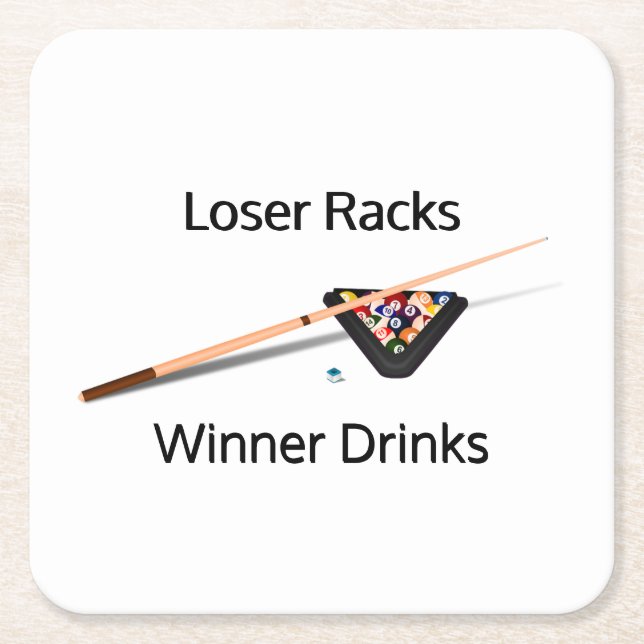 Bassäng Loser Racks Winner Drinks Underlägg Papper Kvadrat (Framsidan)