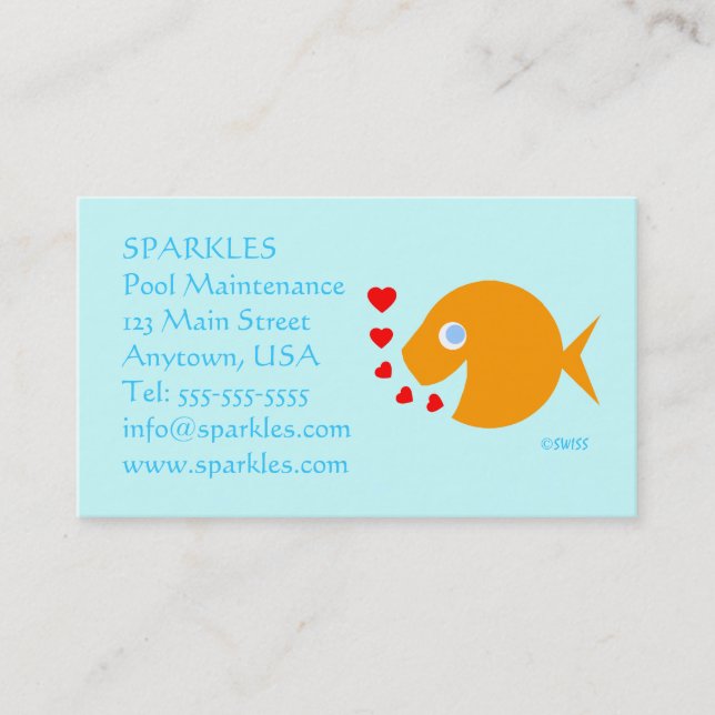 Bassäng Maintenance Cute Tecknad Goldfish Turcos Visitkort (Framsida)