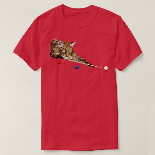 BASSÄNG OCH SNOOKER CAT 8 BOLL 9 BOLL CAT PLAYS T SHIRT (Design framsida)