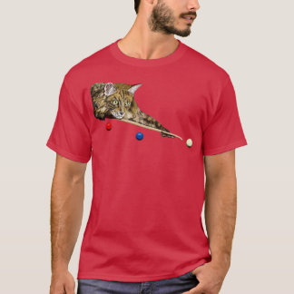 BASSÄNG OCH SNOOKER CAT 8 BOLL 9 BOLL CAT PLAYS T SHIRT