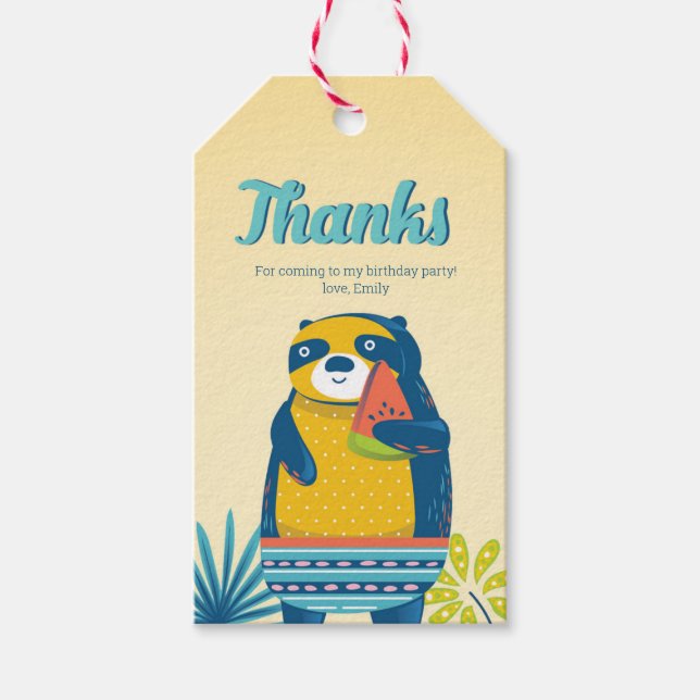 Bassäng Panda Birthday Tack märkre Presentetikett (Framsidan)