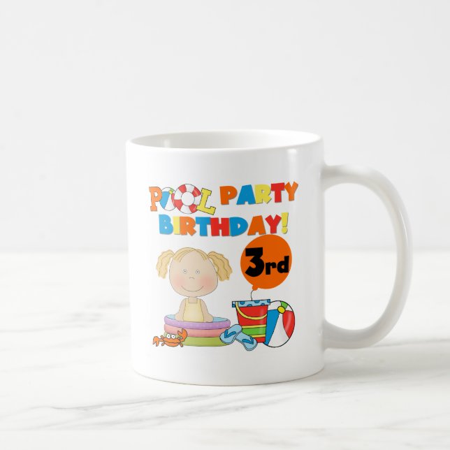 Bassäng Party 3:e födelsedag T-tröjor och presente Kaffemugg (Höger)