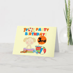 Bassäng Party 3:e födelsedag T-tröjor och presente Kort