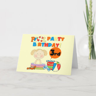 Bassäng Party 3:e födelsedag T-tröjor och presente Kort