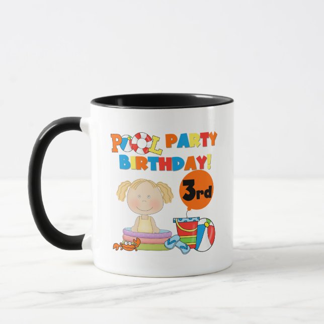 Bassäng Party 3:e födelsedag T-tröjor och presente Mugg (Vänster)