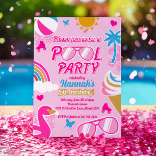 Bassäng Party 5:e födelsedag Flickan Mode Doll som Inbjudningar