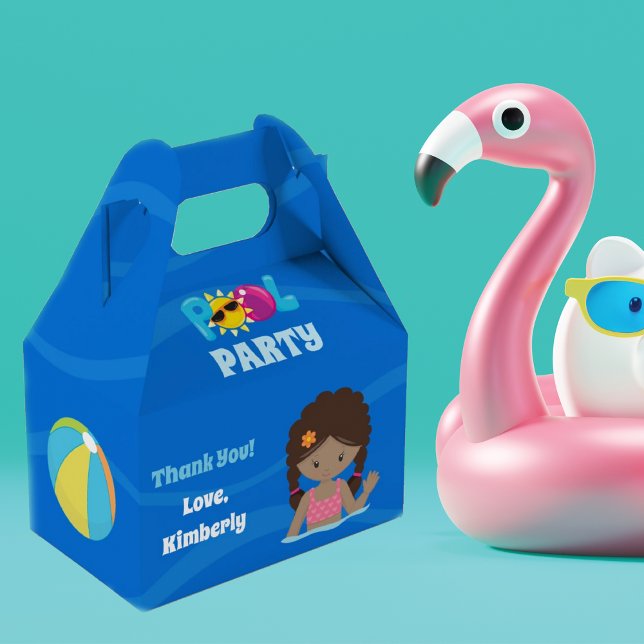 Bassäng Party African American Birthday Girl Anpas Presentaskar (Skapare uppladdad)