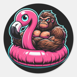 Bassäng Party Bigfoot Flamingo Runt Klistermärke