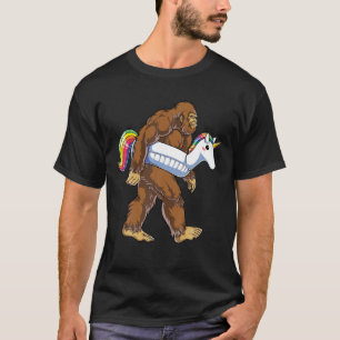Bassäng Party Bigfoot Unicorn Flyter Funny Sasqua T Shirt