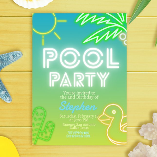 Bassäng Party Boy Birthday Inbjudningar (Pool Party Boy Birthday Invitation)