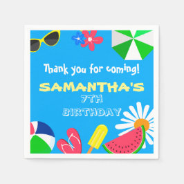 Bassäng Party Bright Blue Färg Sommardag Roligt om Pappersservett