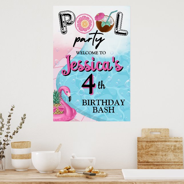 Bassäng Party Bright och färgstark Poster (Kök)