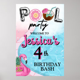 Bassäng Party Bright och färgstark Poster