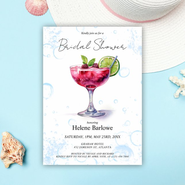 Bassäng Party Cocktail-Möhippan Inbjudningar (Pool Party Cocktail Bridal Shower Invitation)