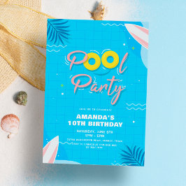 Bassäng Party Coola Swimming Birthday Inbjudningar