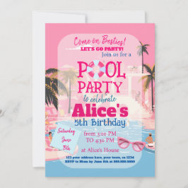 Bassäng Party Doll Malibu Beach Birthday Inbjudningar