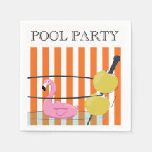 Bassäng Party Flamingo flyter Cocktail Napkins