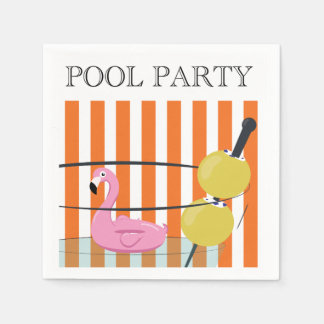 Bassäng Party Flamingo flyter Cocktail Napkins Pappersservett