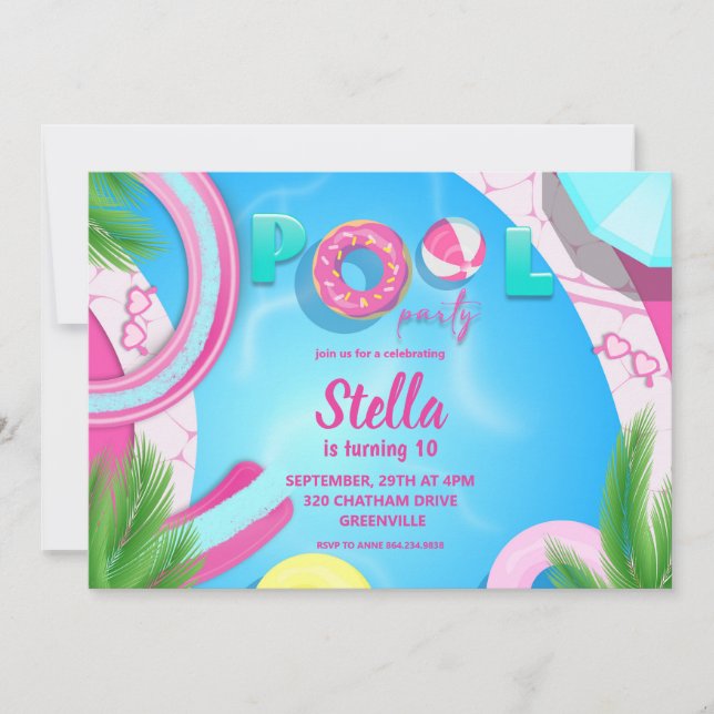 Bassäng Party födelsedag | Inbjudan till Bassäng-p (Framsida)
