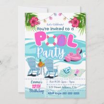 Bassäng Party födelsedag inbjuden till Inbjudan