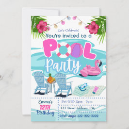 Bassäng Party födelsedag inbjuden till Inbjudan