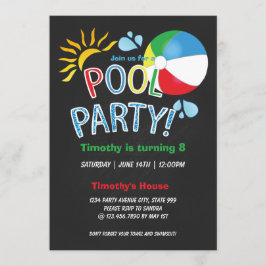 Bassäng Party födelsedag, sommartid, Roligt Inbjudningar