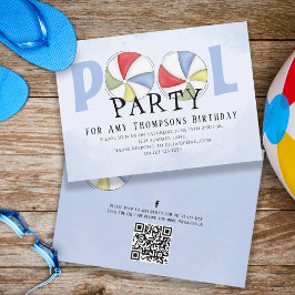 Bassäng Party födelsedag, sommartid, Trendig - vat Inbjudningar