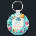 Bassäng Party födelsedag Sweet sixteen sommartid S Nyckelring<br><div class="desc">Fira en milstolpe som är värdig stänk med nyckelkedjan Sweet sixteen Party - en roligt och personlig sommarfödelsedag! Designad för poolside-vibes, den här anpassningsbarna gör perfektens gåva, förmån eller minnesstund för en sommartid i party. Oavsett om du kastar en tropisk bash, en strandfödelsedag eller en bakgård bassäng party, är den...</div>