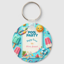 Bassäng Party födelsedag Sweet sixteen sommartid S Nyckelring