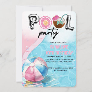 Bassäng party födelsedagsinbjudan inbjudningar