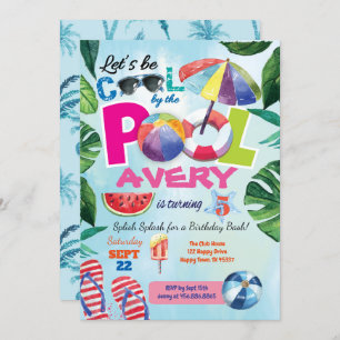 Bassäng party födelsedagsinbjudan till barn från K Inbjudningar