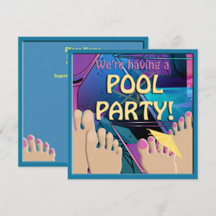 Bassäng Party Funny Feet Cocktail Cute-inbjudan Inbjudningar
