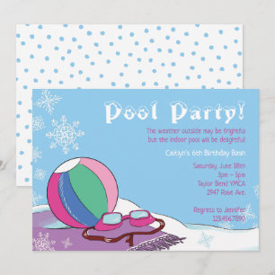 Bassäng Party i vinterflickorna Indoor Snowy Swimm Inbjudningar