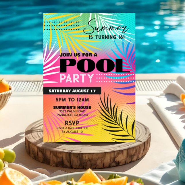 BASSÄNG PARTY-inbjudan Flickor Tonåring Vuxen Bass Inbjudningar (POOL PARTY Invitation Girl Pool Party Invitation Editable Teen Girl Pool Party Birthday Invitation)