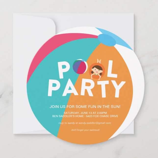 Bassäng Party Inbjudningar (Framsida)