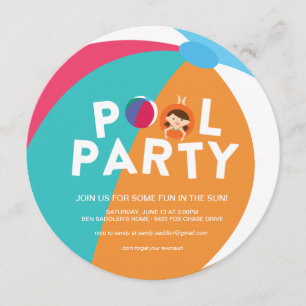 Bassäng Party Inbjudningar