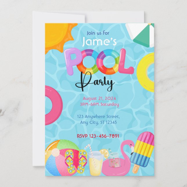 Bassäng Party Inbjudningar (Framsida)
