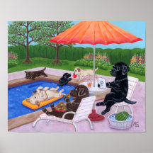 Bassäng Party Labradors 2 Artwork