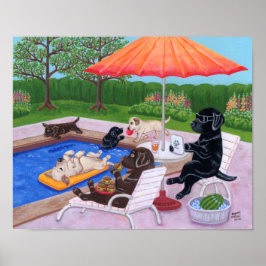 Bassäng Party Labradors 2 Artwork Poster