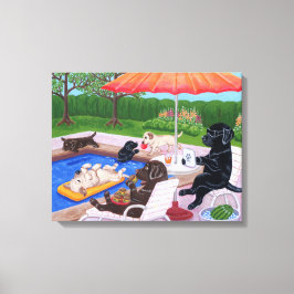 Bassäng Party Labradors 2 Painting Canvastryck