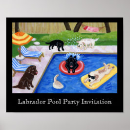 Bassäng Party Labradors Artwork Poster