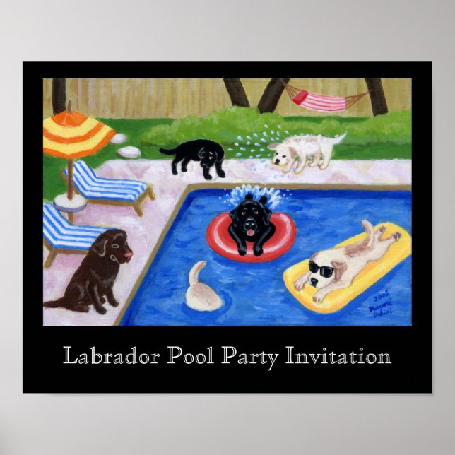 Bassäng Party Labradors Artwork Poster (Framsidan)
