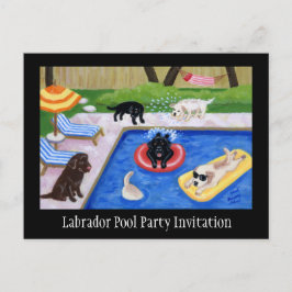 Bassäng Party Labradors Inbjudan Vykort