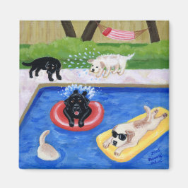 Bassäng Party Labradors Painting Magnet